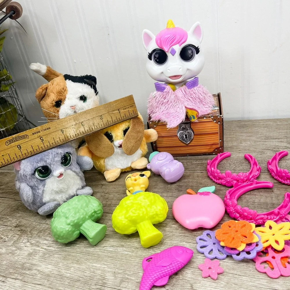 FurReal Friends Calico Cat Plush Unicorn Interactive Toy Lot with Accessories